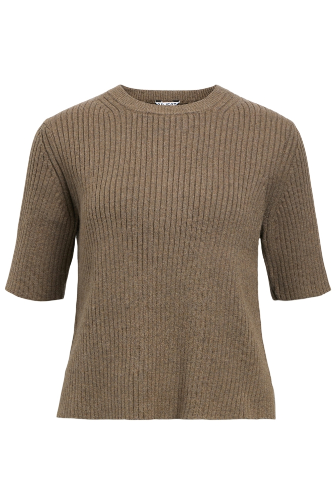OBJELVA 2/4 RE O-NECK KNIT NOOS 23046911 MOREL/MELANGE